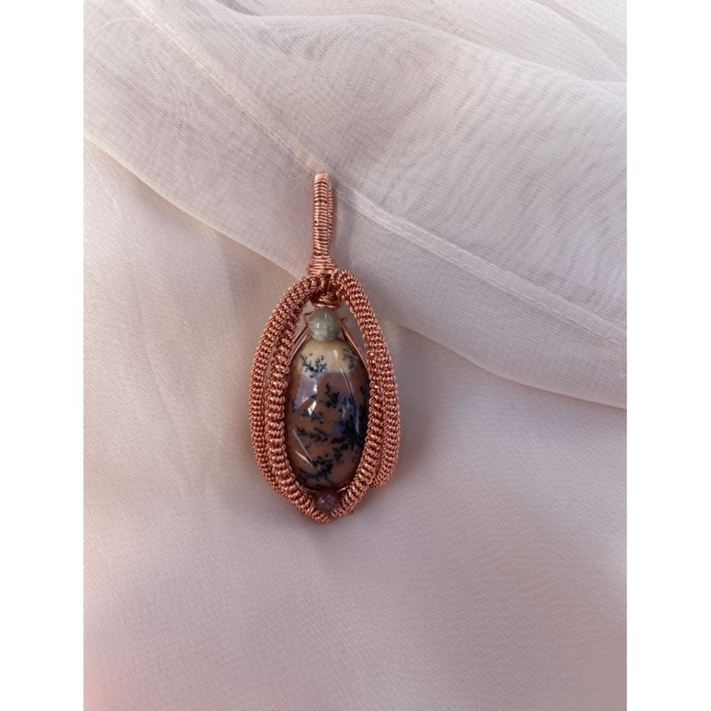 Handmade Wire Wrapped Dendrite Opal Pendant